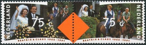 Poštové známky Holandsko 1991 Krá¾ovská svadba Mi# 1400-01
