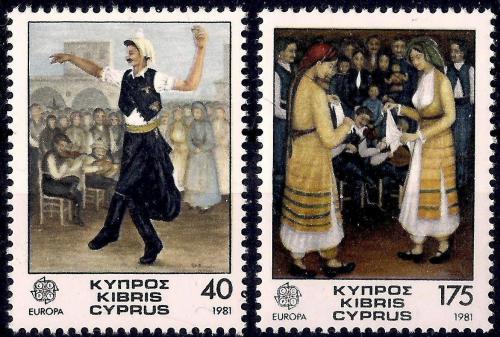 Potov znmky Cyprus 1981 Eurpa CEPT, folklr Mi# 547-48