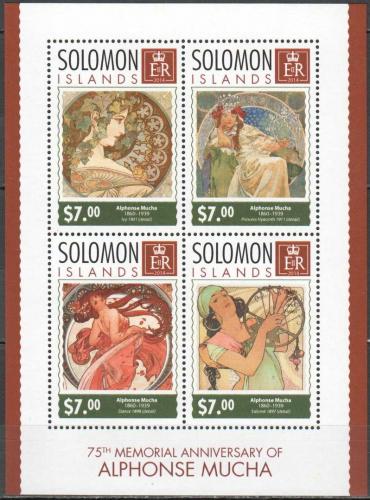 Poštové známky Šalamúnove ostrovy 2014 Umenie, Alfons Mucha Mi# 2537-40 Kat 12€