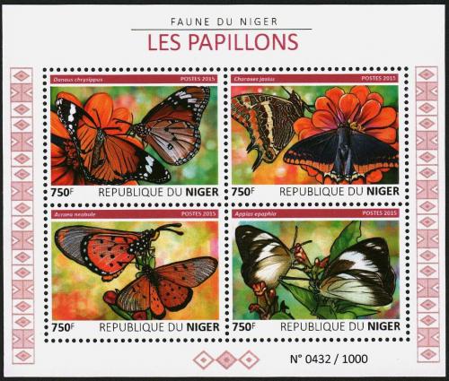 Poštové známky Niger 2015 Motýle Mi# 3747-50 Bogen Kat 12€