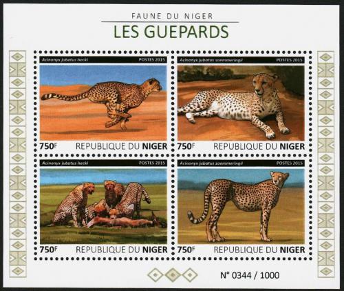 Poštové známky Niger 2015 Gepardi Mi# 3835-38 Kat 12€
