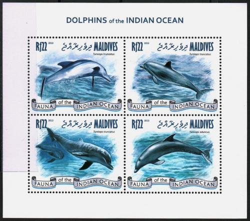 Poštové známky Maldivy 2013 Delfíny Mi# 4888-91 Kat 11€