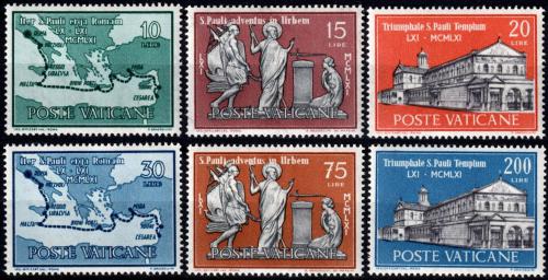 Poštové známky Vatikán 1961 Pøíchod svatého Pavla do Øíma, 1900. výroèie Mi# 369-74