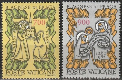 Poštové známky Vatikán 1982 Svätá Anežka Èeská Mi# 803-04
