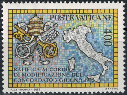 Poštová známka Vatikán 1985 Mapa Taliansko Mi# 882