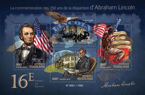 Poštové známky Togo 2015 Prezident Abraham Lincoln Mi# 6922-25 Kat 14€