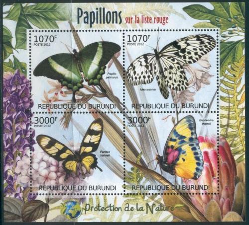 Poštové známky Burundi 2012 Motýle Mi# 2540-43 Bogen Kat 10€