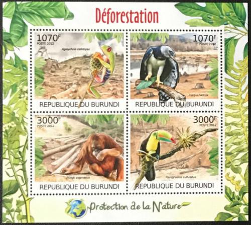 Poštové známky Burundi 2012 Ohrožená fauna Mi# Mi# 2580-83 Kat 10€