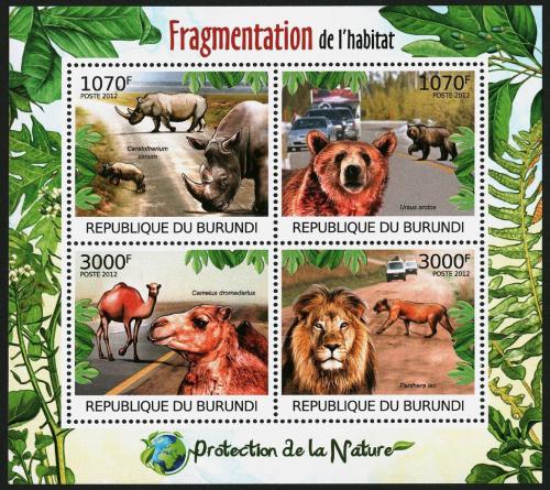 Poštové známky Burundi 2012 Ohrožená fauna Mi# 2615-18 Kat 9.50€