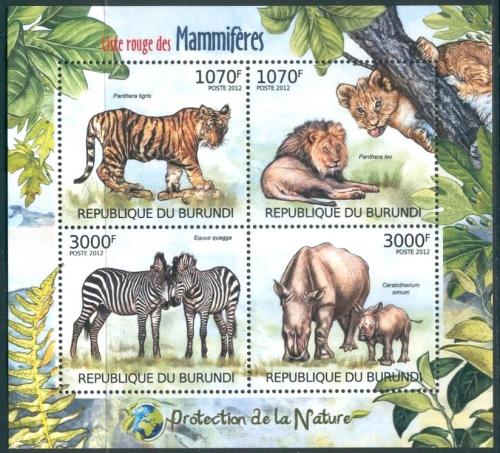 Poštovní známky Burundi 2012 Chránìní savci Mi# 2625-28 Kat 9.50€
