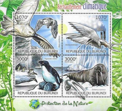 Poštové známky Burundi 2012 Fauna ohrožená zmìnou klimatu Mi# 2570-73 Kat 10€