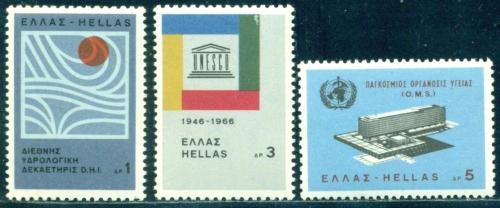 Poštové známky Grécko 1966 Organizácie OSN Mi# 909-11