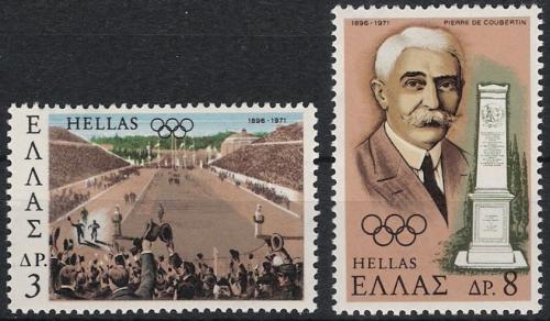 Poštové známky Grécko 1971 Olympijské hry novovìku, 75. výroèie Mi# 1072-73