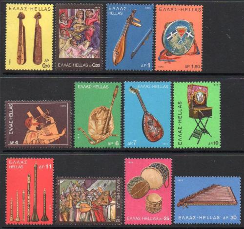 Poštové známky Grécko 1975 Hudobné nástroje Mi# 1217-28