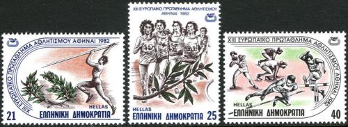 Poštové známky Grécko 1982 ME v lehké atletice Mi# 1483-85