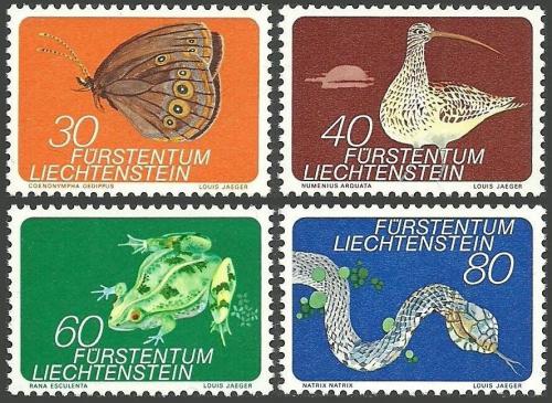 Potov znmky Lichtentajnsko 1973 Fauna Mi# 591-94