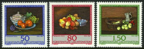 Poštové známky Lichtenštajnsko 1990 Umenie, Benjamin Steck Mi# 990-92