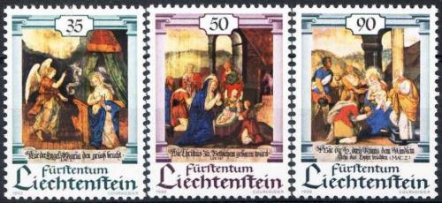 Poštovní známky Lichtenštejnsko 1990 Vánoce, umìní Mi# 1005-07