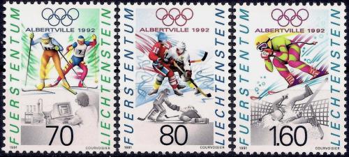 Poštové známky Lichtenštajnsko 1991 ZOH Albertville Mi# 1030-32 Kat 5€