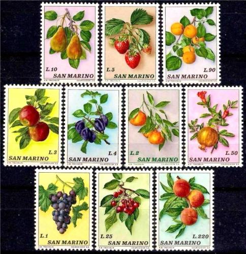 Poštové známky San Marino 1973 Ovocie Mi# 1031-40