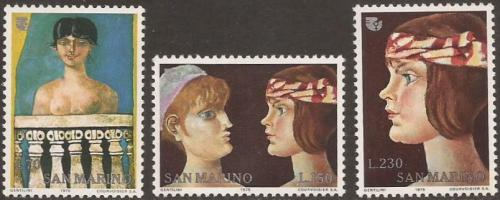 Poštové známky San Marino 1975 Umenie, Franco Gentilini Mi# 1099-1101