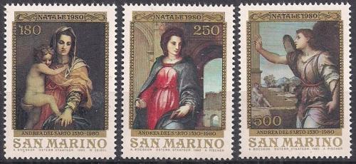 Poštové známky San Marino 1980 Vianoce, umenie, Andrea del Sarto Mi# 1222-24