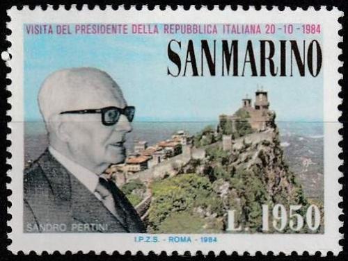 Poštová známka San Marino 1984 Sandro Pertini, italský prezident Mi# 1303