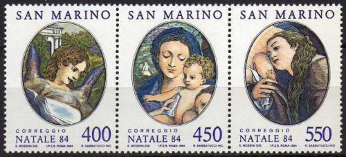 Poštovní známky San Marino 1984 Vánoce, umìní, Correggio Mi# 1310-12