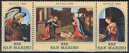 Poštové známky San Marino 1989 Vianoce, umenie Mi# 1427-29