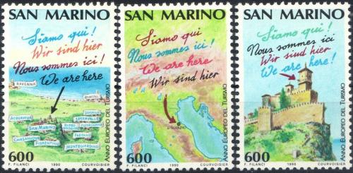 Poštové známky San Marino 1990 Evropský rok turistiky Mi# 1435-37