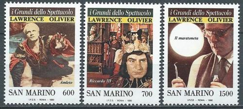 Poštové známky San Marino 1990 Filmové scény, Lawrence Olivier Mi# 1444-46 Kat 4.50€