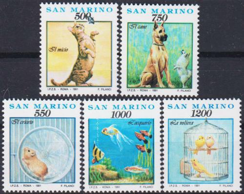 Poštové známky San Marino 1991 Domácí zvíøata Mi# 1479-83