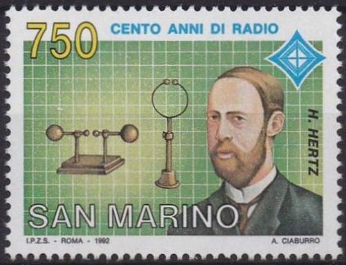 Potov znmka San Marino 1992 Heinrich Rudolf Hertz, fyzik Mi# 1495 - zvi obrzok