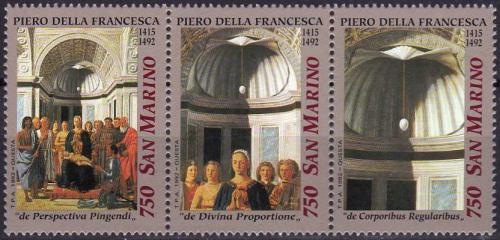 Poštovní známky San Marino 1992 Vánoce, umìní, Piero della Francesca Mi# 1520-22