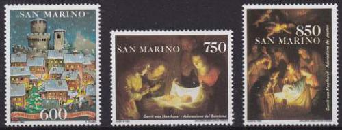 Poštové známky San Marino 1993 Vianoce, umenie, Gerard Mi# 1555-57