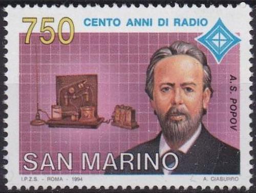 Poštová známka San Marino 1994 Alexandr Popov, fyzik Mi# 1569