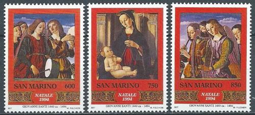 Poštové známky San Marino 1994 Vianoce, umenie, Giovanni Santi Mi# 1587-89