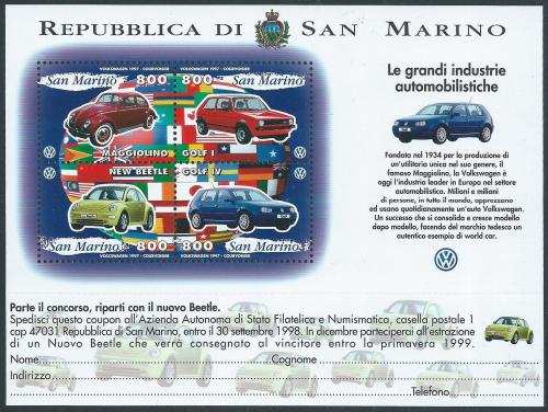 Poštové známky San Marino 1997 Volkswagen Mi# Block 23
