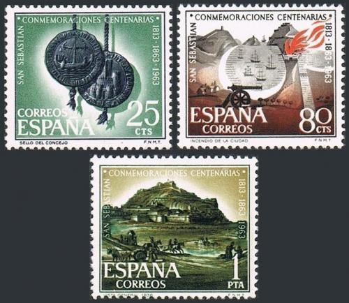 Poštové známky Španielsko 1963 Obnova mìsta San Sebastián, 150. výroèie Mi# 1405-07
