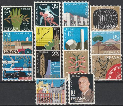 Poštové známky Španielsko 1964 Konec Obèanské války, 25. výroèie Mi# 1455-68