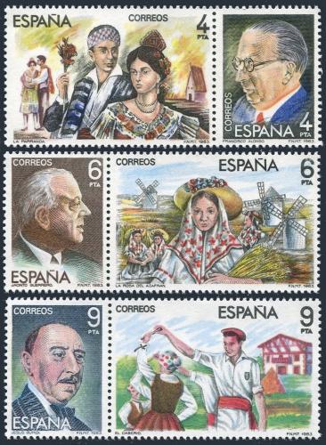 Poštové známky Španielsko 1983 Hudební skladatelé Mi# 2579-84