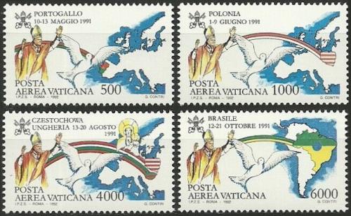 Poštové známky Vatikán 1992 Cesty papeže Jana Pavla II. Mi# 1071-74 Kat 16€