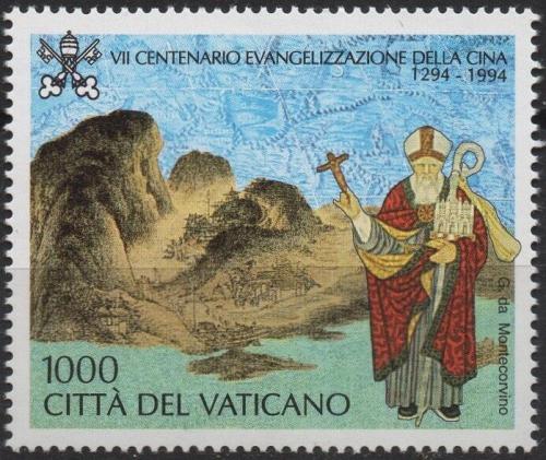 Poštová známka Vatikán 1994 Pøíchod Johannese Montecorvino do Èíny Mi# 1127