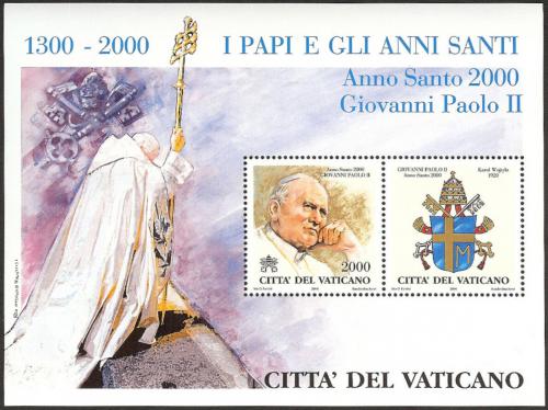 Poštová známka Vatikán 2000 Papež Jan Pavel II. a erb Mi# Block 21