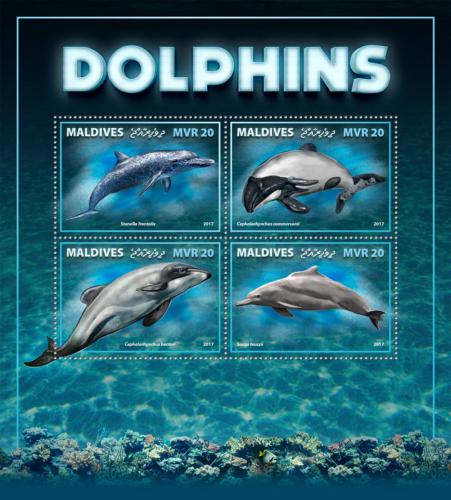 Poštové známky Maldivy 2017 Delfíny Mi# 7223-26 Kat 10€