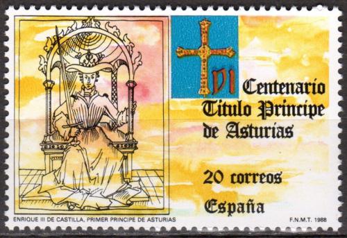 Poštová známka Španielsko 1988 Krá¾ Heinrich III. Kastilský Mi# 2856