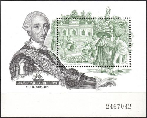 Poštová známka Španielsko 1988 Krá¾ Karel III. Mi# Block 33