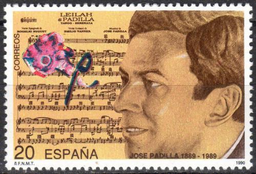 Poštová známka Španielsko 1990 José Padilla, skladatel Mi# 2948