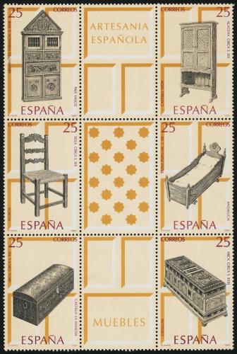 Poštové známky Španielsko 1991 Nábytek Mi# 3001-06