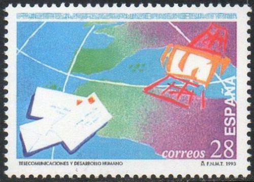 Poštová známka Španielsko 1993 Svìtový den telekomunikací Mi# 3114